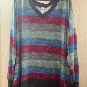 Striped Multicolor V-Neck Thin Sweater XL